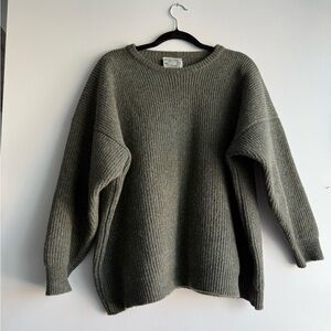 Vintage Lewis Creek XXL Shetland Scotland Green 100% Pure Wool Knit Sweater